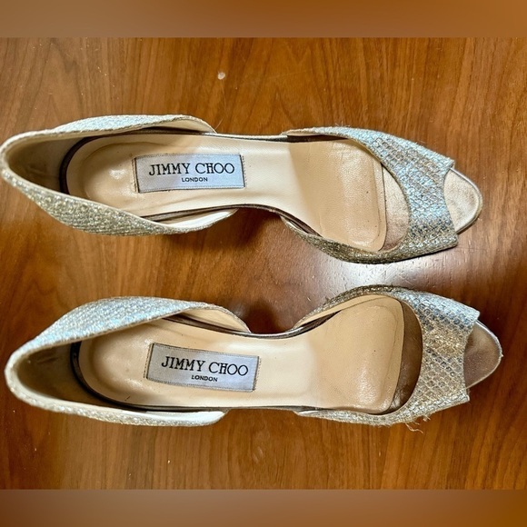 Jimmy Choo Peep Toe Glitter Sparkly Heel Womens 36 / US 6/6.5 - Picture 6 of 12